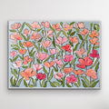 Hildie — 36x48 framed original oil on canvas pink and coral poppy painting by Patti Moore