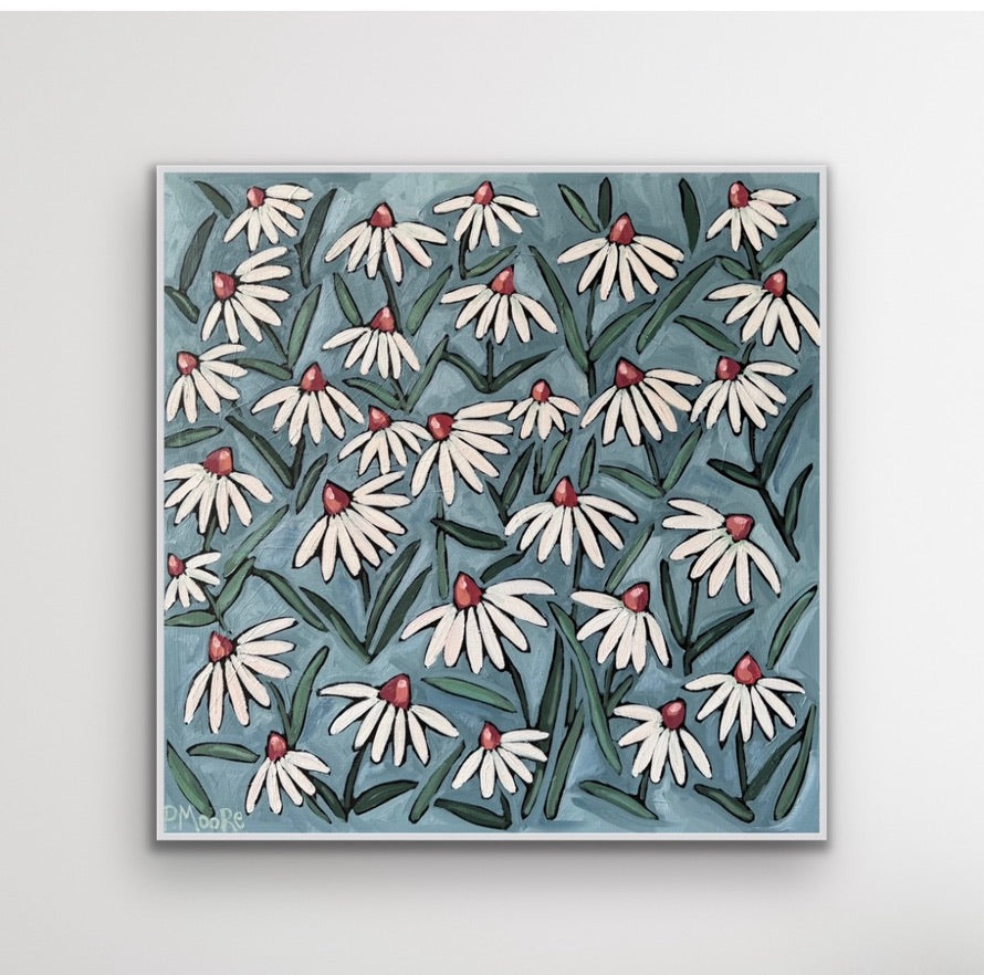 Dallas — 36x36 framed original oil on canvas floral painting by Patti Moore