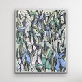 Riley — original oil painting on canvas, blue white and sage florals on mint green background, unframed