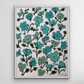Poppy — 30x40 framed original oil on canvas teal floral painting by Patti Moore