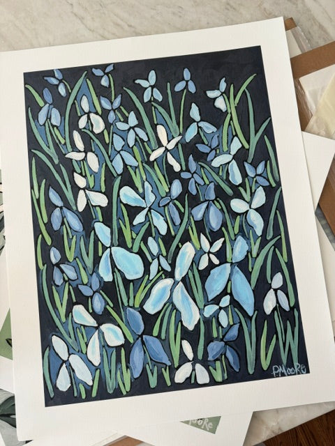 Lilly Fine Art Print — snowdrops in stained-glass style by P. Moore