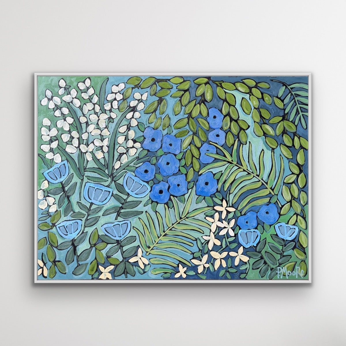 Blue Bramble original oil painting, 36 x 48 inches, oil on canvas